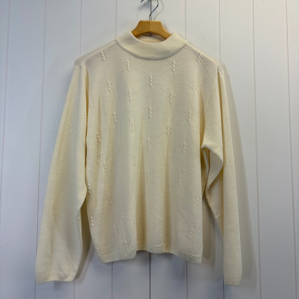 Vintage Studio Works Quiet Luxury Sweater Womens Size XL Cream Old Money Classic